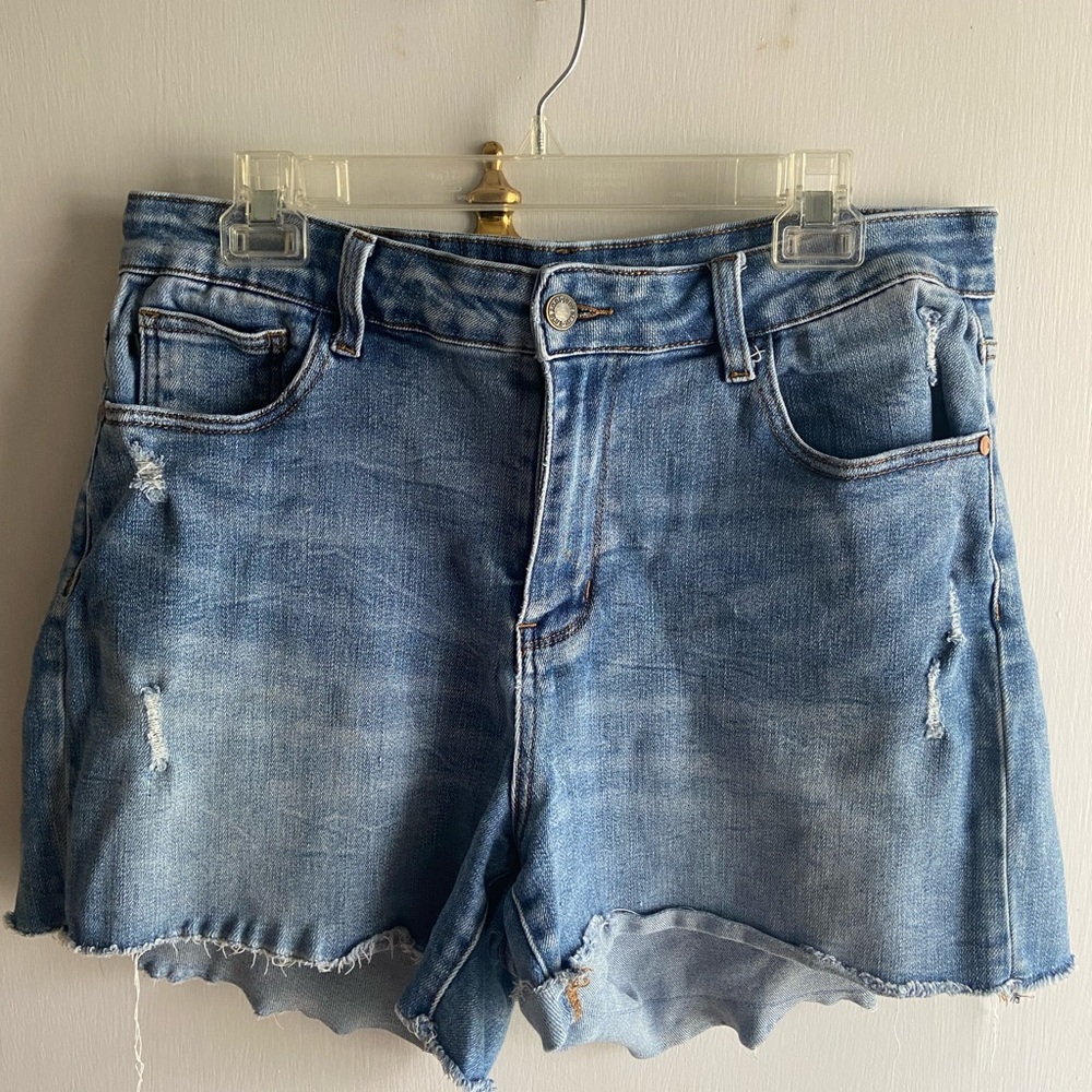 Judy Blue Light Blue Distressed Jean Shorts Women